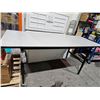 Image 2 : White Table With Black Frame and Casters – 83 x 33 Inches