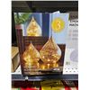 Image 2 : Evergreen LED Glass Raindrop Decor Lights – Set of 3 – Warm White Illumination