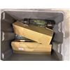 Image 1 : Bulk Bin of Holiday Supplies Including Decorative Lantern and Items in Boxes