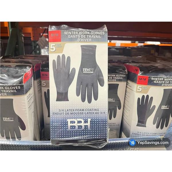 BBH WINTER GLOVES 5 PAIRS SIZE : M