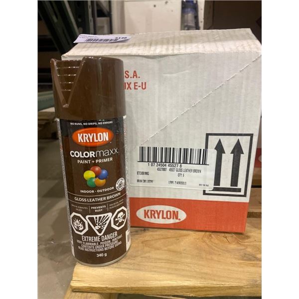 Krylon ColorMaxx Gloss Leather Brown Paint and Primer Aerosol 6 x 340g