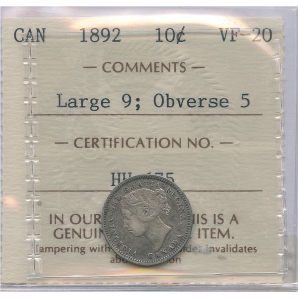 1892 Ten Cents