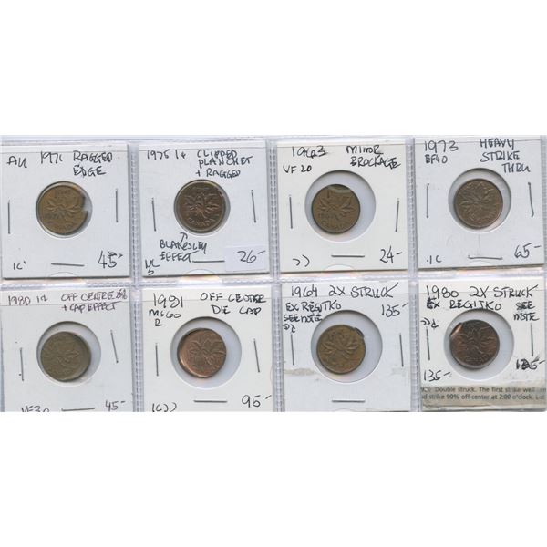 Canadian 1-cent Error Lot