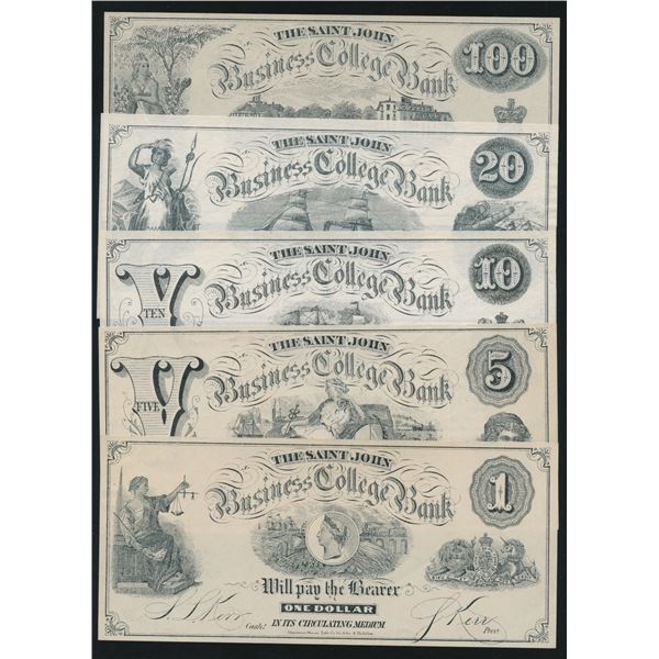 Saint John Business College Bank, New Brunswick - Set of 5