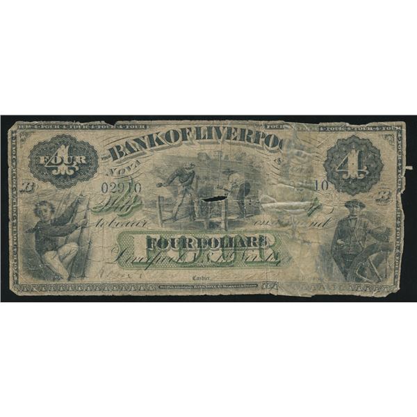 Bank of Liverpool $4, 1871