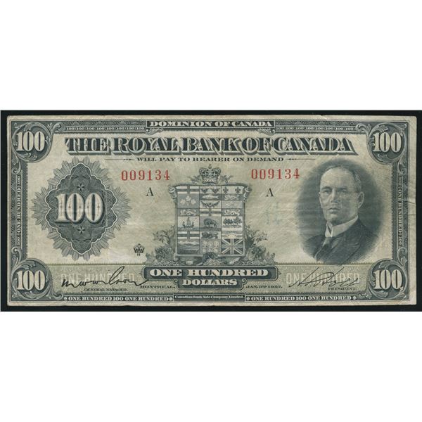 Royal Bank of Canada $100, 1927