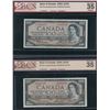 Image 1 : Bank of Canada $100, 1954 - Lot of 2