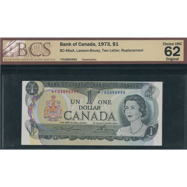 Bank of Canada $1, 1973 - *FH Replacement