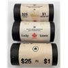 Image 1 : $1 Loonie Roll Lot of 3