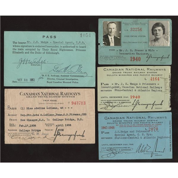 Special Agent Wedge, CNR Railway Passes - Lot of 5