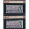 Image 1 : Bank of Canada $20, 1954 - Devil's Face - Lot of 2