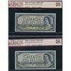 Image 1 : Bank of Canada $20, 1954 - Devil's Face - Lot of 2