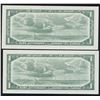 Image 2 : Bank of Canada $1, 1954 - Lot of 2 Consecutive