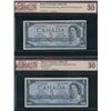 Image 1 : Bank of Canada $5, 1954 - Lot of 2 Replacements