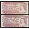Image 1 : Bank of Canada $2, 1974 - Lot of 2 Radars