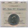 Image 1 : 1992 Twenty-Five Cents - Dies off Alignment