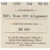 Image 3 : 1992 Twenty-Five Cents - Dies off Alignment