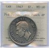 Image 1 : 1947 Silver Dollar - Pointed 7; Quadruple HP