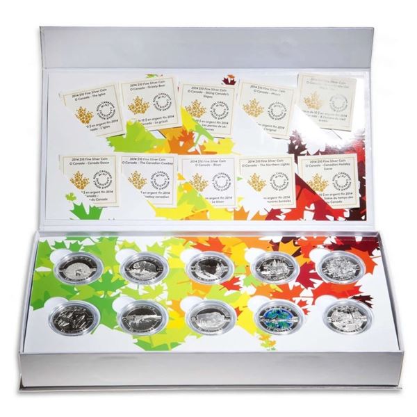 2014 O Canada $10 Fine Silver Set of 10