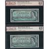 Image 1 : Bank of Canada $1, 1967 - Pair of Replacement