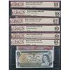 Image 1 : Bank of Canada $1-$50 - Lot of 6 Graded Multi-Coloured Notes