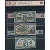 Image 1 : Dominion of Canada Twenty-Five Cents Type Set of 3 Graded Notes