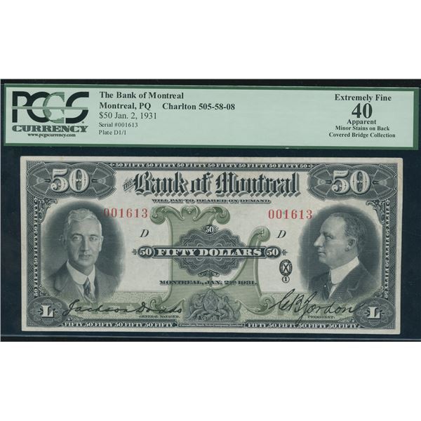 Bank of Montreal $50, 1931