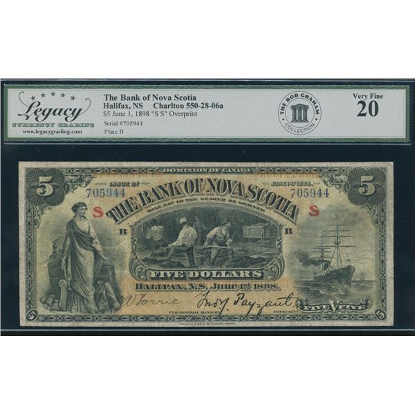 Bank of Nova Scotia $5, 1898 - SS O/P