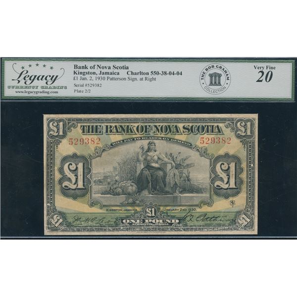 Bank of Nova Scotia £1, 1930 - Kingston Jamaica