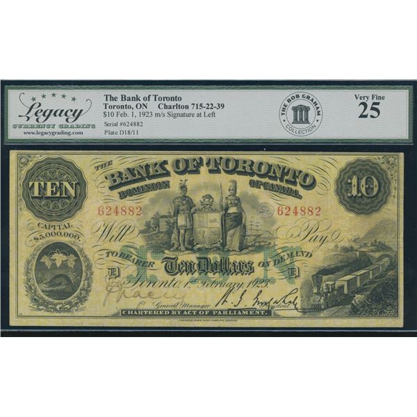 Bank of Toronto $10, 1923
