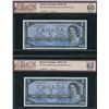 Image 1 : Bank of Canada $5, 1954 - Lot of 2 Graded Banknotes