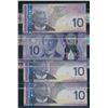 Image 2 : Bank of Canada $10 - Lot of 4 (Radar/Repeater) Notes