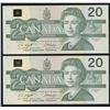 Image 2 : Bank of Canada $20, 1991 - Lot of 2 Consecutive Changeovers