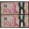 Image 2 : Bank of Canada $50, 2012 - Lot of 2 Radars