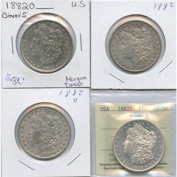 1882 United States of America Silver Dollars - Lot of 4