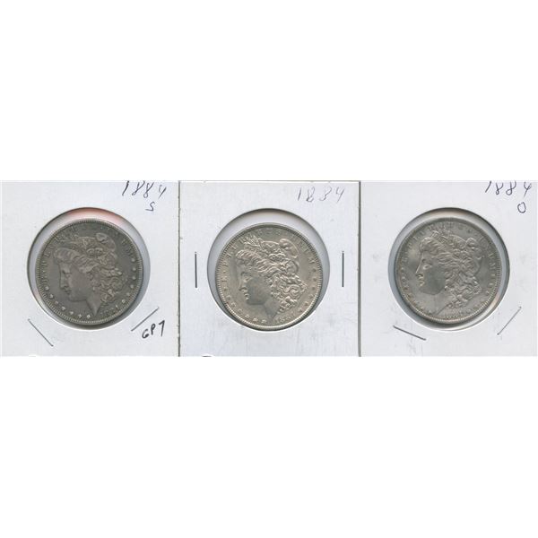 1884 United States of America Silver Dollars - Lot of 3