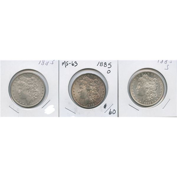 1885 United States of America Silver Dollars - Lot of 3