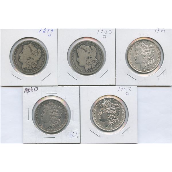 1899 - 1902 United States of America Silver Dollars - Lot of 5
