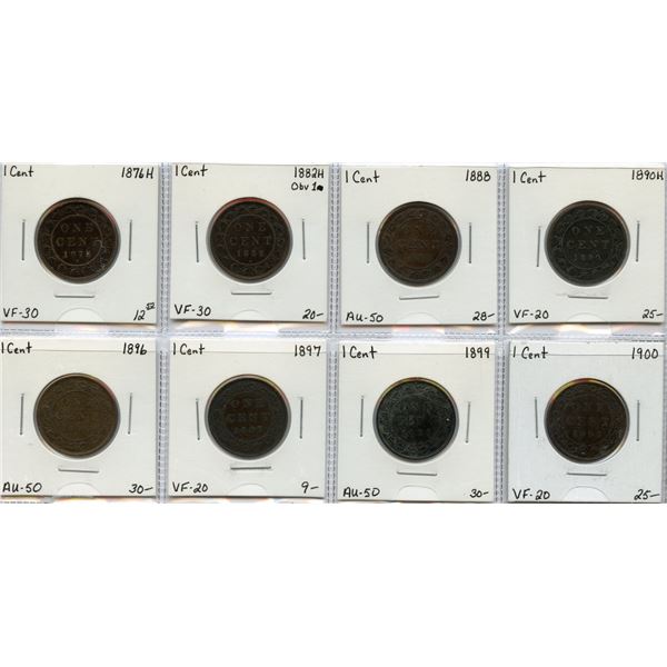 1876H - 1900 Large Cent Group - Lot of 8