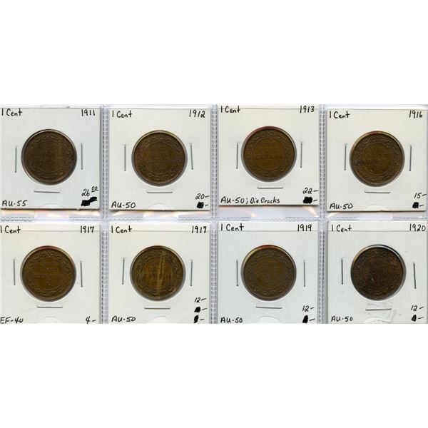 1911 - 1920 Large Cent Group - Lot of 8