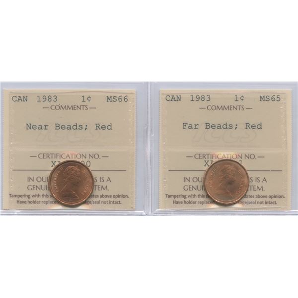 1983 One Cents - ICCS Graded Near and Far Beads