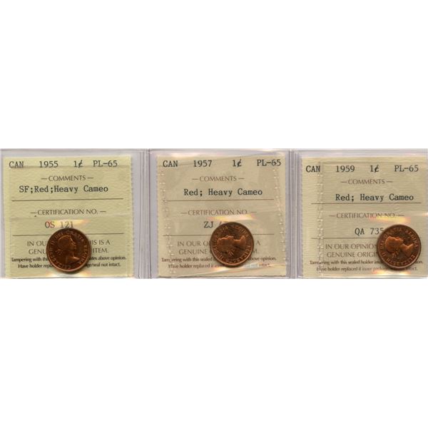 Elizabeth II Small Cent, Proof-Like - ICCS Group of 3