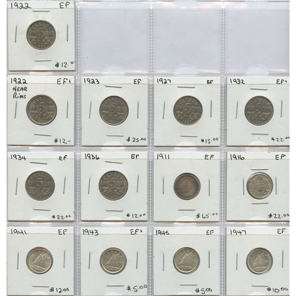 Five & Ten Cents - Lot of 13 Coins