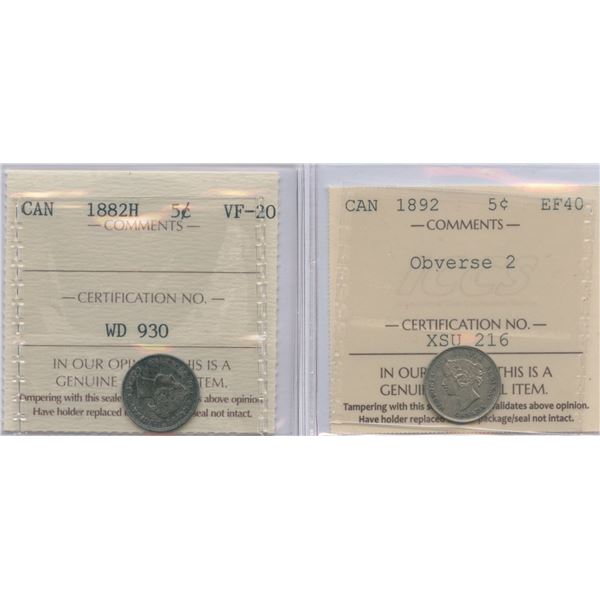 Victoria Silver Five Cents - ICCS Group of 2