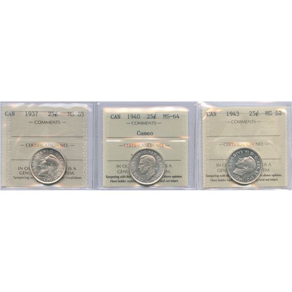 George VI Twenty-Five Cents - ICCS Group of 3
