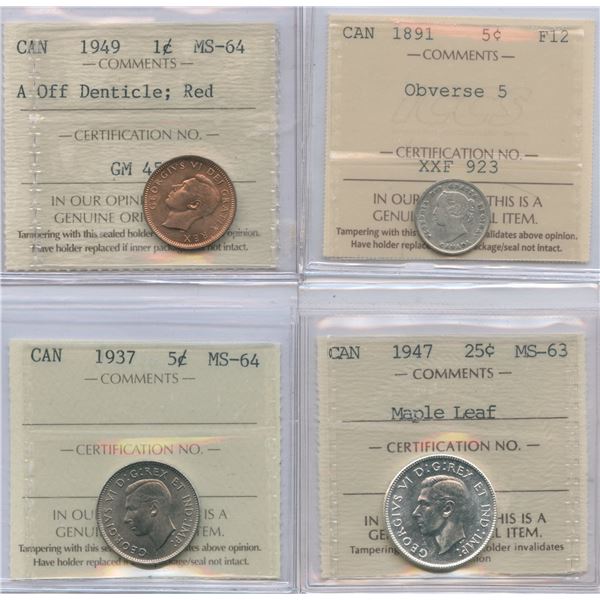 Little Canadian Coin Collection of 4 - All ICCS Graded