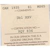 Image 3 : 1935 Silver Dollar - Double XXV - ICCS MS65