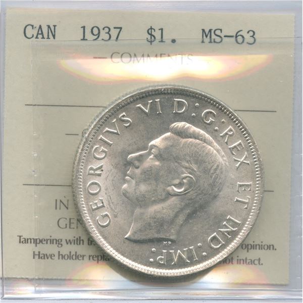 1937 Silver Dollar - ICCS MS-63