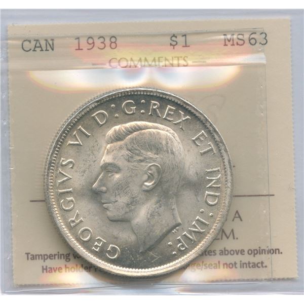 1938 Silver Dollar - ICCS MS63