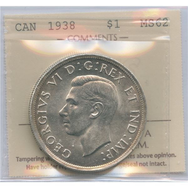 1938 Silver Dollar - ICCS MS62
